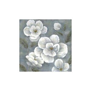 Vintage White Floral Unframed Canvas Wall Art 16" X 16"